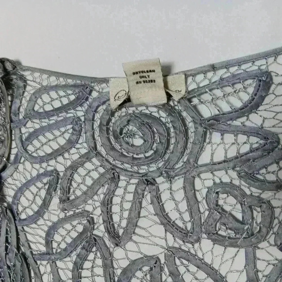 SOULMATES Hand Crochet 3/4 Bell Sleeve 3pc Evening gown. Silver with beading. XL - Picture 12 of 16